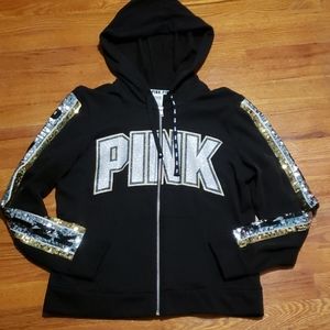 PINK Victoria's Secret | Tops | Victorias Secret Pink Bling Hoodie L |  Poshmark